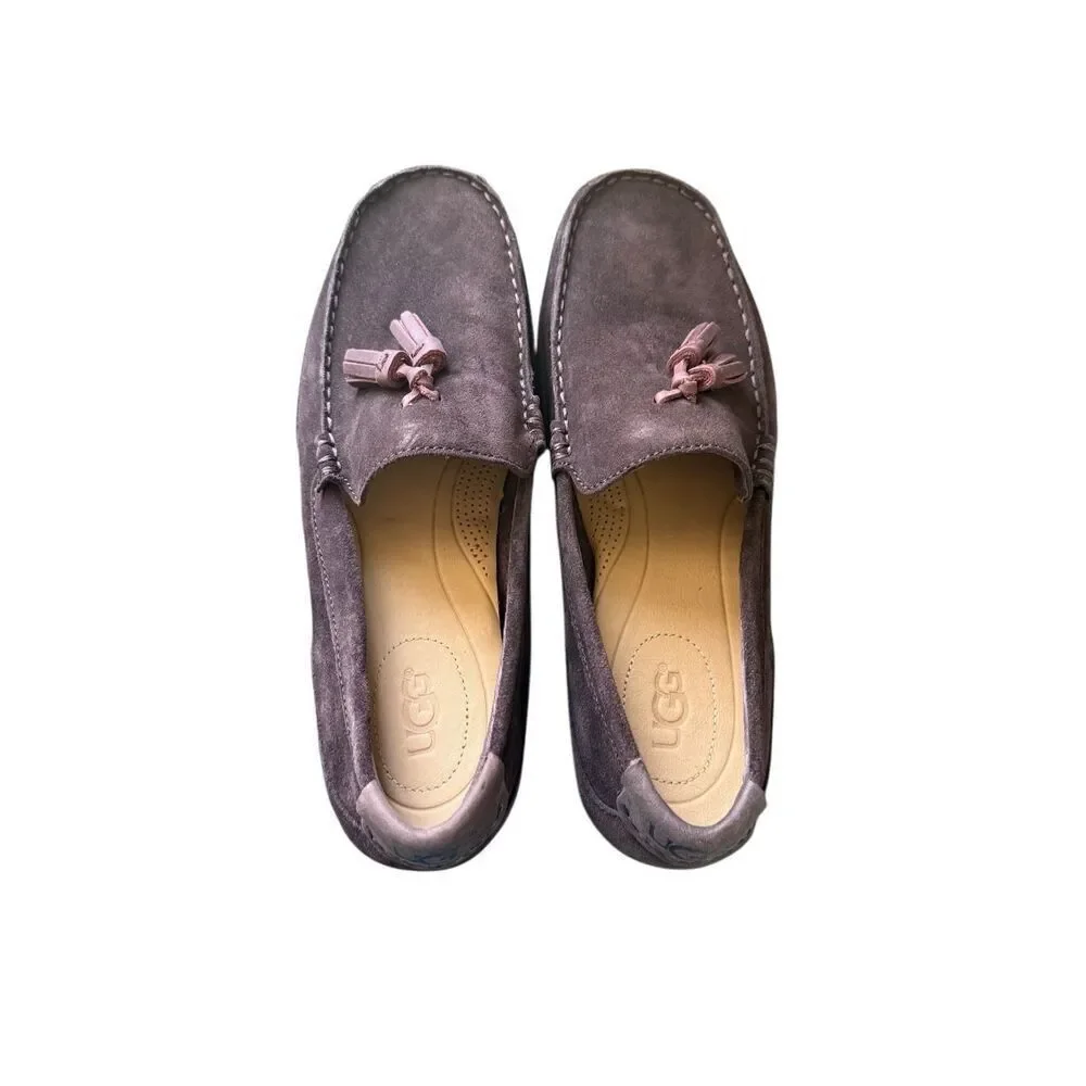 UGG men’s Chocolate Brown Leather Suede Slip-On Tassel Loafers Shoes Size 11